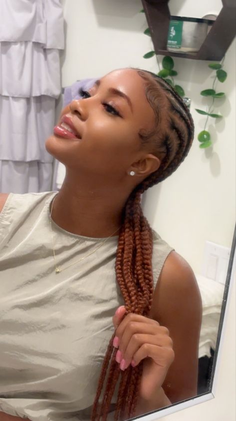 Cornrows| feedins | feedin braids| auburn braids| Ginger Cornrows Braids, Auburn Braids, Feedin Cornrows, Feedin Braids, Ash Hair, Dark Auburn, Braided Cornrow Hairstyles, Cornrows Braids, Cornrow