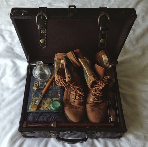 Newtcore Aesthetic, 1920s Adventurer Aesthetic, Hogwarts Trunk Aesthetic, Magic Adventure Aesthetic, Dragonologist Aesthetic, Fantastic Beasts And Where To Find Them Aesthetic, Magizoologist Aesthetic, Adventuring Aesthetic, Trunk Aesthetic