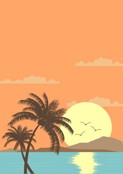 Beach Aesthetic Illustration, Beach Illustration Drawing, Beach Drawing Aesthetic, Beach Aesthetic Drawing, Illustration Art Beach, Beach Illustration Design, Sunset Illustration Art, Beach Illustration Art, Beach Graphic Design