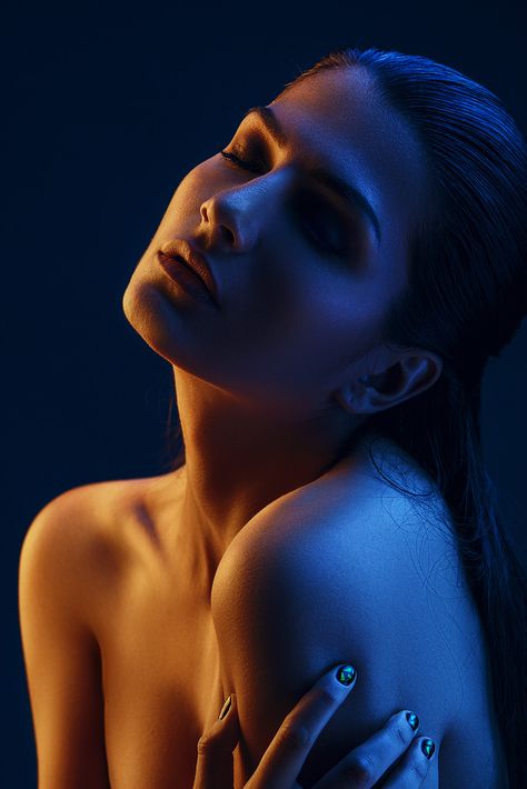 Dawning on Behance Colour Gel Photography, Neon Photoshoot, Low Key Portraits, Portraits Studio, Neon Photography, Foto Glamour, Studio Portrait Photography, Art Photography Portrait, Studio Photography Poses