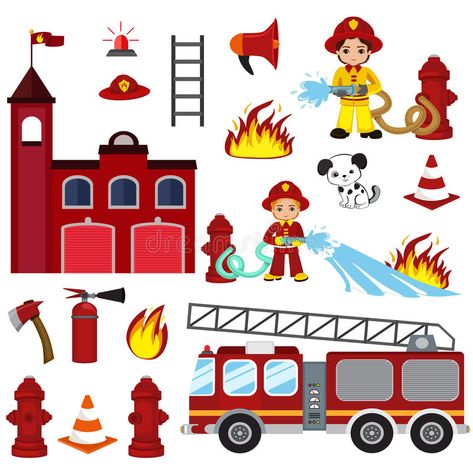 Fireman Cake Topper Printable, Firefighter Birthday Cakes, Firefighter Clipart, Firefighter Stickers, Teaching Board, Firefighter Tools, Firetruck Birthday Party, Firefighter Birthday, Firetruck Birthday