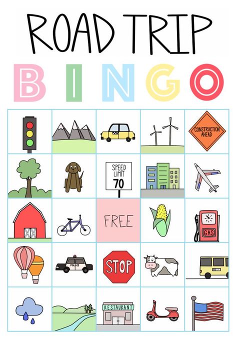 We All Go Traveling By Activities, Print And Play Games Free, Travel Bingo Printable For Kids, Car Bingo Free Printable, Road Trip Bingo Printable Free Prints, Free Bingo Template, Road Trip Kids Activities, Free Road Trip Printables, Auto Bingo