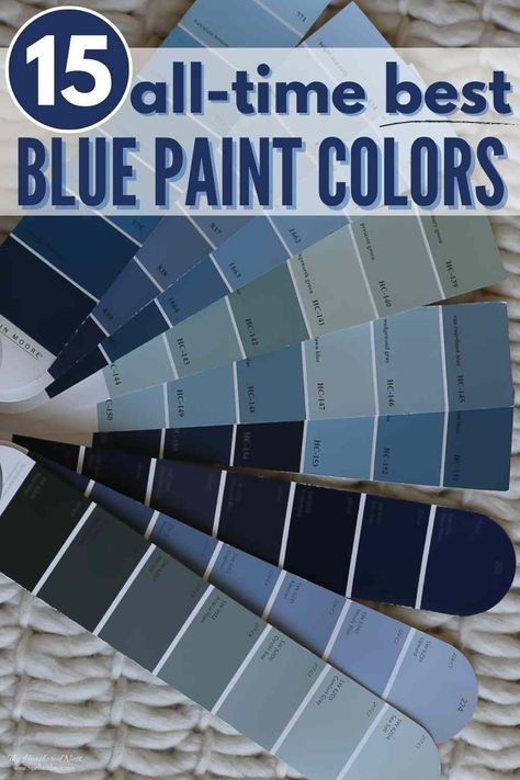 Your go-to list for the best of the best blue paint colors! These trustworthy shades will be homeruns in your home! #bluepaint #blue #paint #benjaminmoore #sherwinwilliams #behr #paintcolors #paintstudy #paintreview #paintshades #bluecolor #paints #painting Blue Paint For Office Walls, Soft Blue Bedroom Walls, Chambray Blue Paint Color, Perfect Blue Paint Color, Behr Ombre Blue, Muddy Blue Paint Colors, Blue Paint For Living Room Walls, Best Blue Bedroom Paint Colors, Best All Over Interior Paint Color