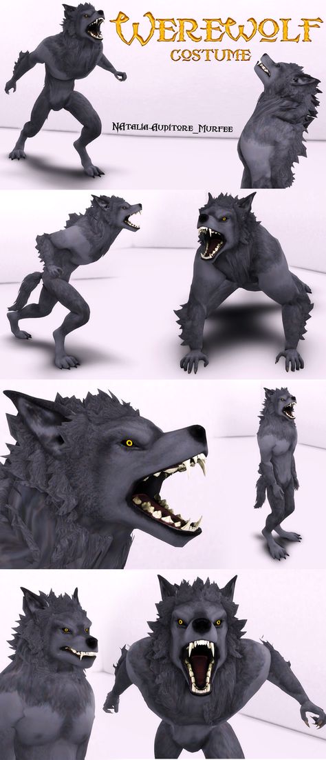 Werewolf costume | Natalia-Auditore on Patreon Ts4 Werewolves, Werewolves Sims 4, Ts4 Werewolf Cc, Sims 4 Monster Cc, Sims 4 Monster, Sims 4 Werewolf Cc, Skyrim Werewolf, Sims 4 Werewolf, Wolf Poses