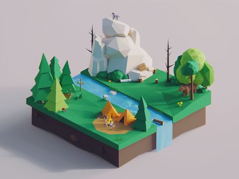 3d Low Poly Environment, Low Poly Environment, 3d Practice, Rattus Rattus, Cube World, Low Poly Character, 3d Scene, Poly Art, Low Poly Games