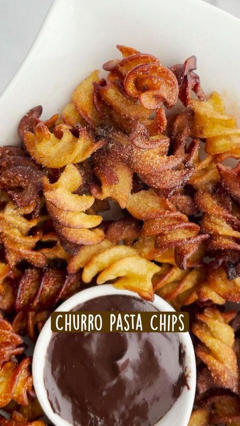 Churro Pasta Chips | Yummy food dessert, Tasty baking, Homemade snacks Chips Homemade, Food Dolls, Pasta Chips, Baking Homemade, Tasty Baking, Air Fryer Recipes Easy, Air Fryer Recipes Healthy, Homemade Snacks, Fun Baking Recipes