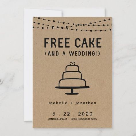 Free Cake Funny Save The Date Card #zazzle #weddinginvitations #birthdayinvitations #babyshowerinvitations #zazzleinvitations #monogram #businesscards #graduation #homedecor Funny Birthday Invitations, Funny Invitations, Funny Save The Dates, Gender Neutral Invitations, Cake Funny, Surprise Birthday Invitations, 1st Birthday Party Invitations, 2nd Birthday Invitations, Fun Birthday Party