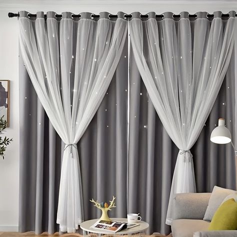 Faster shipping. Better service Double Layer Curtains, Layer Curtains, Curtains Double, Dark Grey Curtains, Star Curtains, Kids Blackout Curtains, Pink Blackout Curtains, Kids Room Curtains, Grey Blackout Curtains