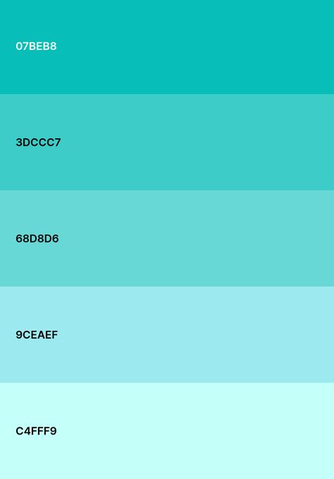 Caribbean Blue Color Palette, Blue Summer Color Palette, Summer Blue Color Palette, Aqua Palette, Aqua Color Palette, Ocean Color Palette, Palette Summer, Hex Color, Monochromatic Color Palette