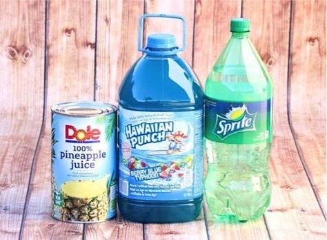 Easy Summer Party Punch Recipe! - The Frugal Girls Aloha Party Punch, Summer Party Punch, Pineapple Party Punch, Blue Party Punches, Strawberry Lemonade Punch, Lemonade Punch Recipe, Party Punch Recipe, Blue Hawaiian Punch, Sherbet Punch