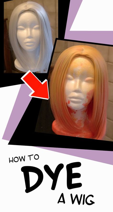 How To Style Wigs Synthetic, How To Dye A Wig, Cosplay Wig Tips, Dye Synthetic Wig, Coloring Wigs, Cosplay Wig Styling, Cosplay Advice, Dye Wig, Wig Maker