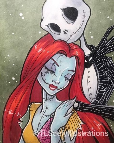 Jack And Sally Fanart, Halloween Fanart, Nightmare Before Christmas Pictures, Sally Skellington, Nightmare Before Christmas Drawings, Christmas Hand Painted, Nightmare Before Christmas Tattoo, Nightmare Before Christmas Wallpaper, Nightmare Before Christmas Decorations