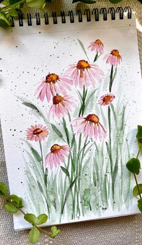 Aesthetic Paper, 심플한 ��그림, Learn Watercolor Painting, Kids Aesthetic, Watercolor Flowers Tutorial, Watercolor Paintings For Beginners, Diy Watercolor Painting, Watercolour Inspiration, Painting Ideas On Canvas