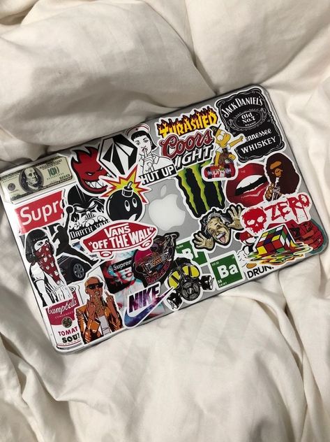 Macbook Case With Stickers, Laptop Stickers Collage, Macbook Case Stickers, Mac Stickers, Sticker Macbook, Laptop Case Stickers, Laptop Decoration, Cute Laptop Stickers, Macbook Stickers