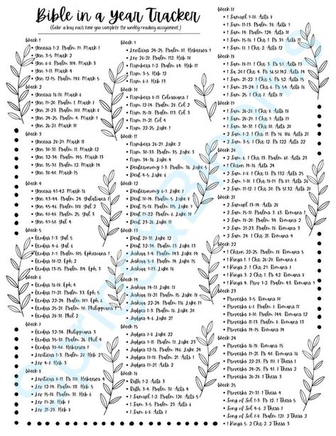 Bible in a Year Tracker - Etsy 52 Week Bible Reading Plan, Weekly Bible Reading Plan, The Bible In A Year Plan, 2 Year Bible Reading Plan, Catholic Bible Reading Plan, Bible Study Reading Plan, Read The Bible In A Year, Christian Planner Ideas, Reading The Bible In A Year Plan