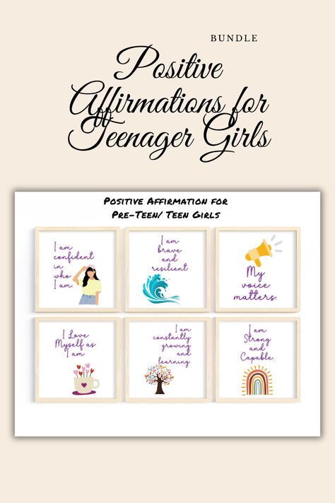 Positive Affirmations for Teenager Girls  Kids Daily Motivation Wall Art Pre Teen  Wall Art Teen Wall, Teen Girl Wall Art, Teen Wall Art, Boho Theme, Motivational Wall Art, Motivation Wall, Daily Motivation, Positive Affirmations, Printable Wall Art