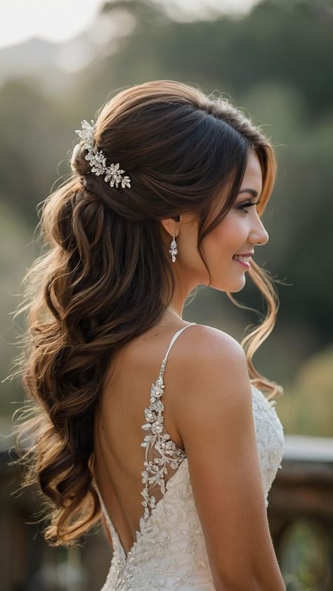 Discover the latest bridal hairstyles for long hair From elegant Indian updos to easy and elegant down hairstyles we have a collection of Pakistani and black bridal hairstyles that include boho-inspired braids crown veils and half-up hairdos Elevate your wedding look with these stunning hair ideas Bridal Hairdo Half Up Half Down, Bridal Hairstyles For Black Hair, Bride Hairstyles Elegant Wedding, Long Veils Bridal Hair Down, Hairdo Down, Wedding Hairstyles Layered Hair, Layered Half Up Half Down Hair, Dreamy Wedding Hair, Half Up Half Down Hair Wedding Bride