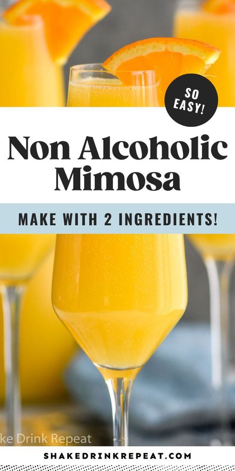 Look no further for a delicious brunch mocktail than this delicious non alcoholic mimosa. With simple ingredients and a citrusy, fizzy flavor, people of all ages will love this recipe. Non Alcoholic Mimosa Bar, Alcohol Free Mimosa, Non Alcoholic Mimosa Recipe, Bite Size Brunch, Mimosa Recipe Easy, Mimosa Mocktail, Non Alcoholic Mimosa, Brunch Cocktail Recipes, Sparkling Grape Juice