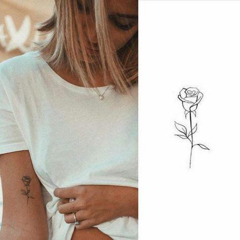 Rosen Tattoo Frau, Rose Tattoo Ideas, Tato Jari, Small Rose Tattoo, Ankle Tattoo Small, Petite Tattoos, Small Tattoos Simple, Rosen Tattoo, Classy Tattoos