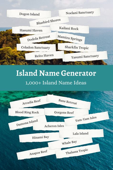 Generate over 1,000 cool island name ideas with our fantasy island name generator. From spooky island names to cute island ideas. Island Name Ideas, Fantasy Kingdom Names, School Names Ideas, Fantasy City Names, Island Names, Spooky Island, Fairy Island, Kingdom Names, Aesthetic Island