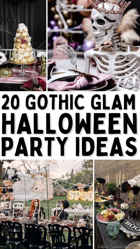 Halloween parties are so much fun, and if you’re looking to host a party that stands out from the usual spooky fare, it’s time to go glam.

Lets check out why glam Halloween party ideas are fantastic and share some dazzling tips to help you plan the perfect event.

A glamorous Halloween party combines the eerie and the elegant, creating an unforgettable experience for your guests. | Lady Celebrations | Gothic Glam Halloween Party Aesthetic Spooky Slumber Party Ideas, Boujee Halloween Party, Gothic Party Ideas, Gothic Garden Party, Upscale Halloween Party, Halloween Party 2024, Goth Birthday Party Ideas, Spooky Spa, Goth Tea Party