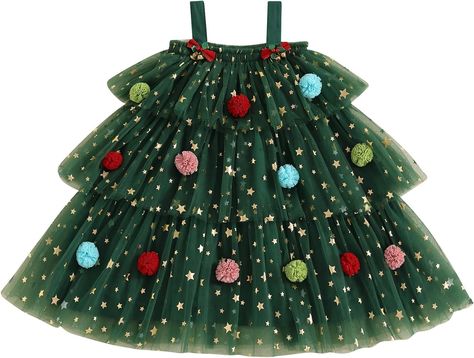 Christmas Costume Suit Christmas Outfit Infant Girls Christmas Clothes Little Girl Christmas Birthday Party Sleeveless Tulle Skirt Princess Tutu Dress Layered Tulle Dress Christmas Tulle, Toddler Girl Christmas Dresses, Layered Tulle Dress, Tulle Tutu Dress, Christmas Tree Dress, Girls Tulle Dress, Tree Dress, Girls Christmas Outfits