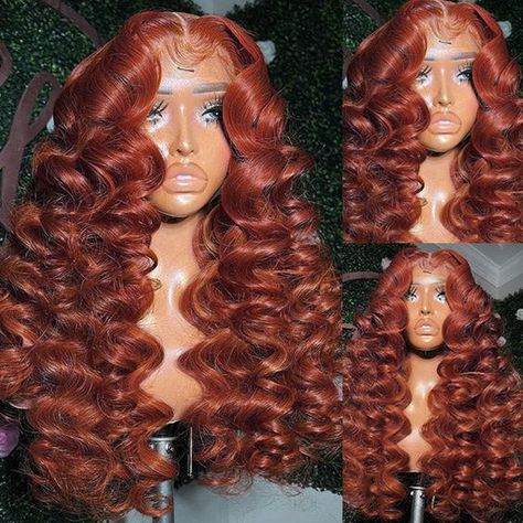 Rock auburn loose deep waves with this HD lace frontal wig! This premium human hair wig is crafted with baby hair for a natural-looking hairline and allows for the freedom of styling. Enjoy long-lasting, glamorous locks today. Product Details Brand: Ishow Hair Hair Material: human hair from one donor Hair Color: 33# Texture: Loose Deep Length: 8-34 Inch Available Density: 150%/180%/250% Hairline: pre-plucked Can Be Dyed: yes, please dye into professional way. Straps: adjustable Circumference: 22 Copper Deep Wave Wig, Fall Frontal Wig Hairstyles, Rose Gold Hair On Black Women, Deep Waves Hairstyle, Loose Deep Wave Wig, Auburn Wig, Hd Lace Frontal Wigs, Copper Lace, Deep Wave Wig