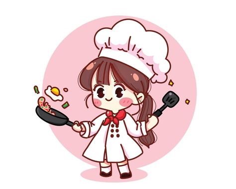 Cute Chef Illustration, Chef Character Design, Baker Cartoon, Chef Illustration, Chef Character, Strawberry Sandwich, Cooking Cute, Chef Girl, Cook Illustration