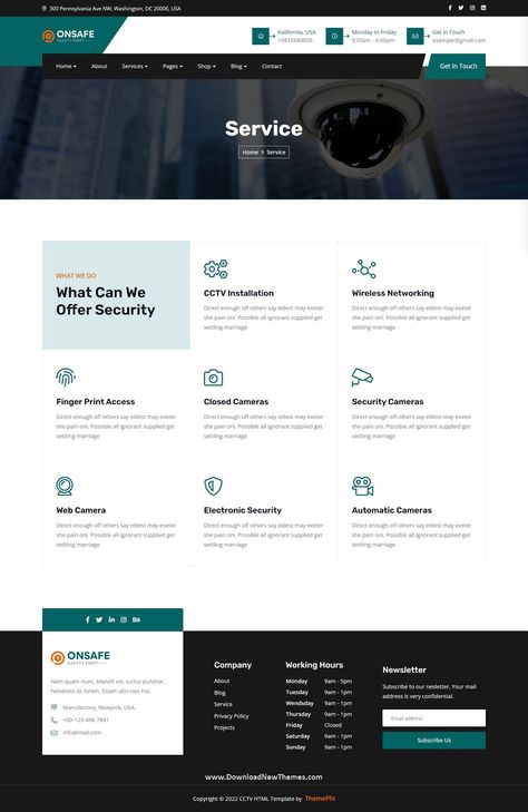 Onsafe - CCTV & Security HTML Template Company Profile Website Design, Security Company Website Design, Security Company Branding, Service Page Web Design, Security Website Design, Website Services Page, Services Page Design, Service Website Design, Security Website