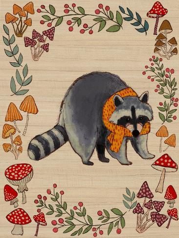 size: 12x9in Art Print: Woodland Creatures IV by Regina Moore : Woodland Folk Art, Woodland Creatures Art, Woodland Creatures Christmas, Forest Animal Art, Woodland Aesthetic, Forest Animals Illustration, Woodland Painting, Nordic Folk Art, Woodland Adventure