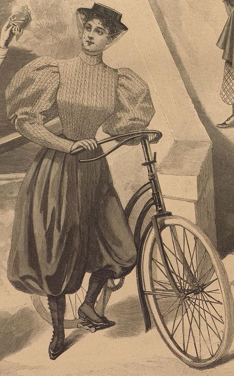 Der Bazar 1895 Edwardian Sportswear, Victorian Sportswear, Steampunk Apothecary, Lady Adventurer, Bike Outfit, Antique Bicycles, Biking Outfit, Vintage Bicycles, Edwardian Fashion