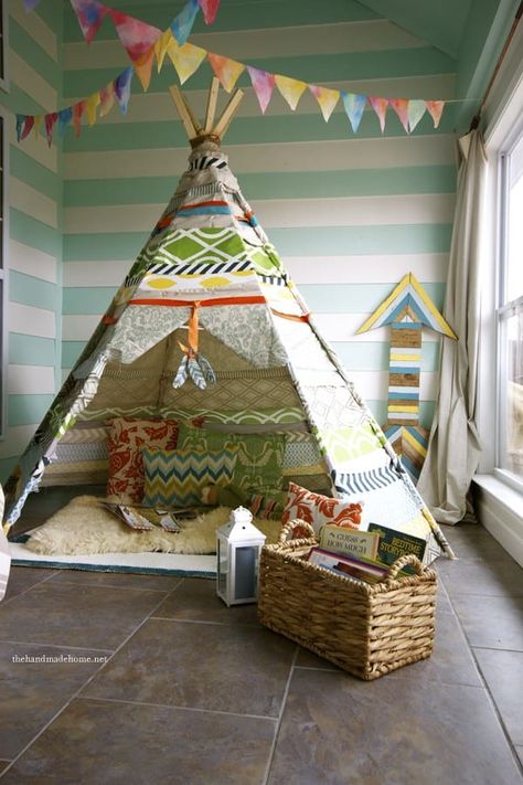 Teepee Diy, No Sew Teepee, Teepee Tutorial, Diy Kids Teepee, Fabric Teepee, Diy Teepee Tent, Diy Kids Tent, Play Teepee, Diy Teepee