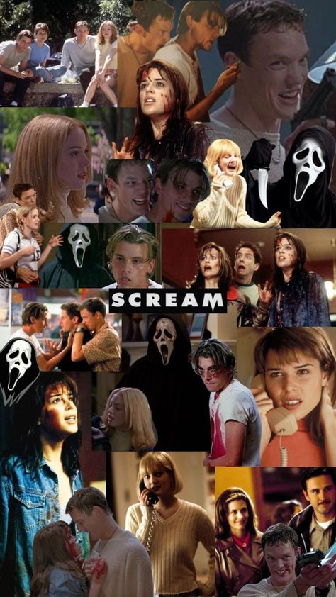 Scary Movie Backgrounds, Cute Movie Wallpapers, Whats Your Favorite Scary Movie Wallpaper, Scream Collage Wallpaper, What’s Your Favorite Scary Movie, Scream Cast 1996, Scream 1 Wallpaper, Scream Laptop Wallpaper, Scream Wallpapers Laptop