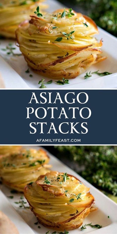 Potato Stacks, Recipe Potato, Potato Recipes Side Dishes, Potato Sides, Family Feast, Potato Side Dishes, Asiago, Challah, Potato Dishes