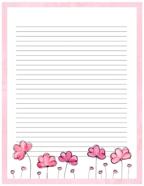 Love flowers? Check out all of these free floral stationery printables! There are many different letter paper printables to choose from. There are many lined paper printables and one unlined. Use these for note paper templates, paper for writing to your pen pals, or for journaling. The watercolor flowers are so pretty-especially the pink and purple ones! Pink Letter Paper, Lined Paper Design, Free Printable Note Paper, Note Book Template Free Printable, A5 Lined Paper Printable Free, Pretty Lined Paper, Free Printable Lined Stationary Paper, Free Printable Writing Paper, Love Letter Paper Design