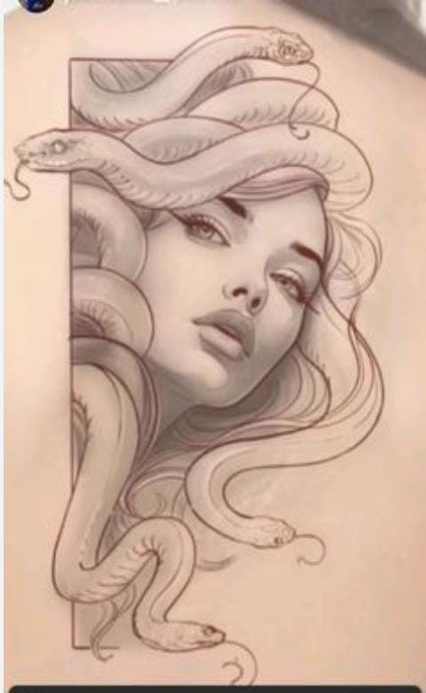 Medusa Drawing Reference, Laughing Skull Drawing, Achelois Goddess Tattoo, Madusa Drawings Beautiful, Medusa Sketch Drawing, Medusa Drawing Beautiful, Medusa Drawing Sketches, Minimalist Back Tattoo Women, Medusa Drawings