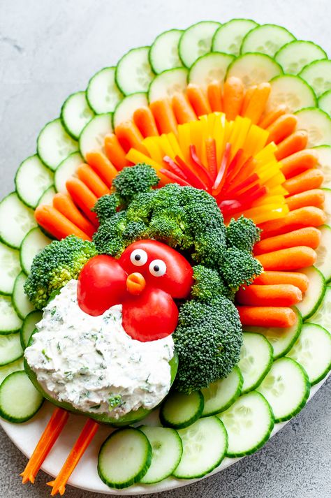 Roasted Vegetables Thanksgiving, Turkey Vegetable Tray, Thanksgiving Veggie Tray, Turkey Veggie Tray, Cheese Ball Dip, Thanksgiving Appetizers Healthy, Thanksgiving Veggies, Thanksgiving Fruit, Fresh Appetizers