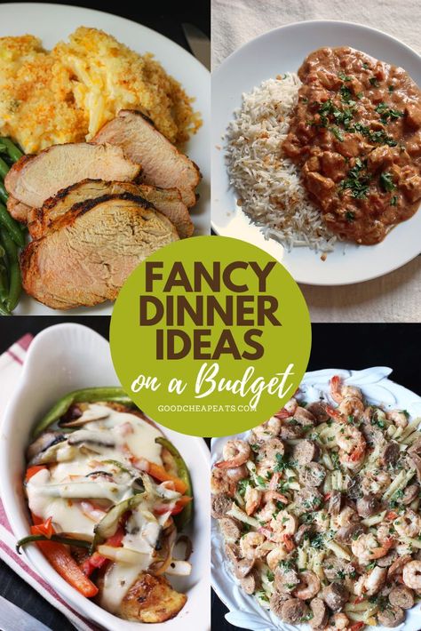 Fancy Looking Dinner, Cheap Gourmet Recipes, Cheap Fancy Dinner For Two, Easy Fancy Meals Dinners, Banquet Dinner Menu Ideas, Gourmet On A Budget, Fancy Dinner For One, Quick Dinner Party Ideas, Cheap Fancy Meals