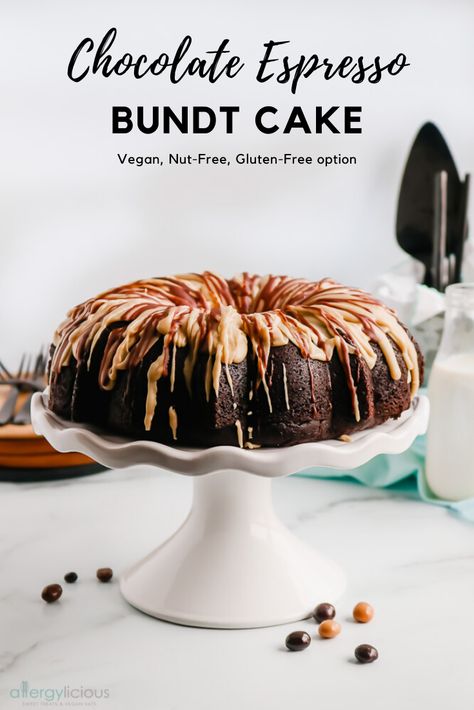 Espresso Bundt Cake, Espresso Frosting, Espresso Glaze, Fluffy Chocolate Cake, Chocolate Espresso Cake, Espresso Cake, Bundt Recipes, Dairy Free Coffee, Chocolate Bundt