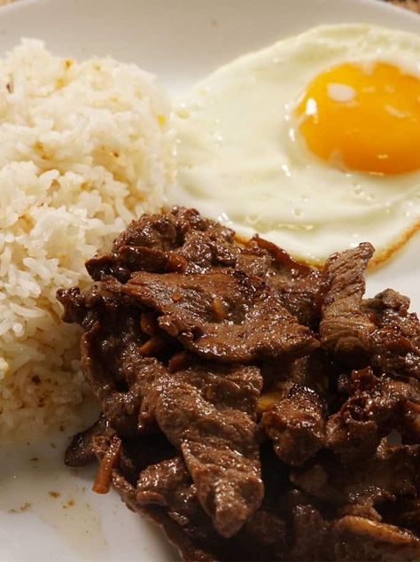 Parboiled Rice Recipes, Beef Tapa Recipe Filipino, Friend Rice, Silog Meals, Pagkaing Pinoy, Tapsilog, Beef Tapa, Filipino Breakfast, Perfect Rice