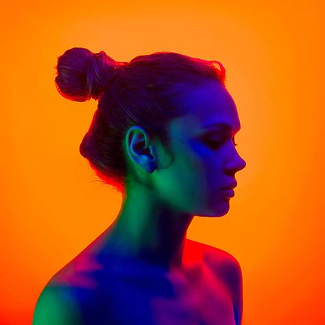 Neon Photography Is Beautifully Electrifying Digital Art -  #art #neon #photography A Woman, Neon, Orange, Photography, Hair, Blue