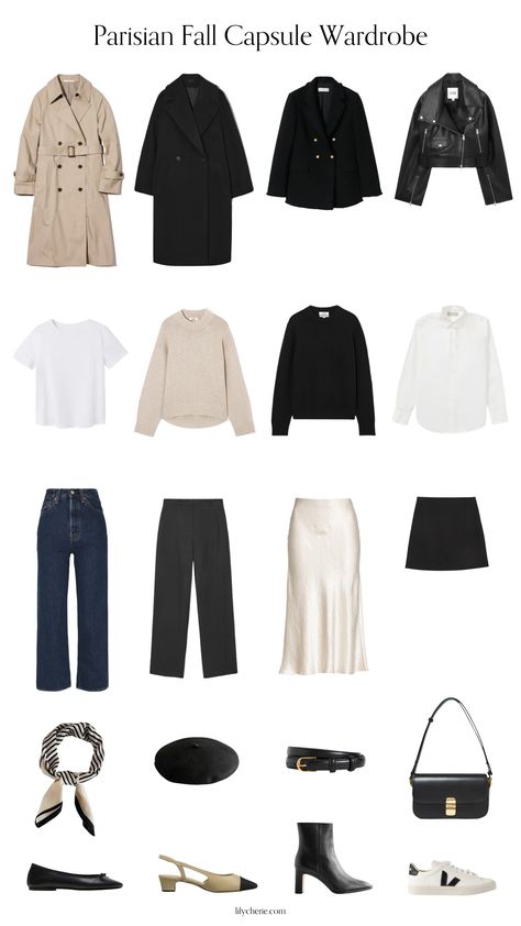 Parisian Fall Capsule Wardrobe 2023 Parisian Chic Style Fall 2023, Elegant Winter Wardrobe, It Girl Wardrobe Essentials, Traveling Capsule Wardrobe, Parisian Style Autumn 2023, Fall French Outfits Women, Fall Parisian Outfits, Elegant Wardrobe Essentials, Parisian Look Outfit