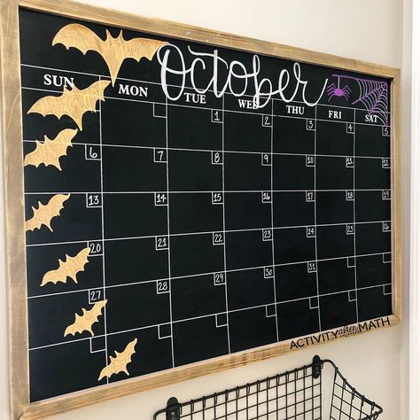 October Calendar 2023 Chalkboard, Diy October Calendar, August Chalk Calendar Ideas, Chalkboard Monthly Calendar, Halloween Calendar Ideas Whiteboard, September Chalk Calendar, October Chalkboard Calendar Ideas, October White Board Ideas Calendar, October Dry Erase Calendar Ideas