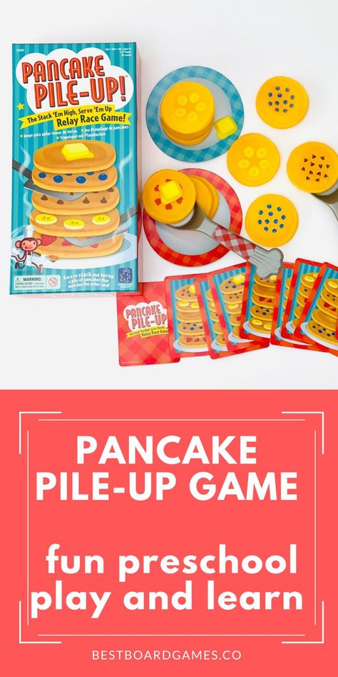 This cute Pancake Pile-Up game is a fun way for preschoolers to learn, play and focus on their dexterity and fine motor skills! Preschool Pancake Activities, Pancake Games For Kids, Pancake Activities For Preschool, Pancake Games, Pancake Song, Relay Race Games, Pancake Game, Preschool Food, Game For Preschoolers