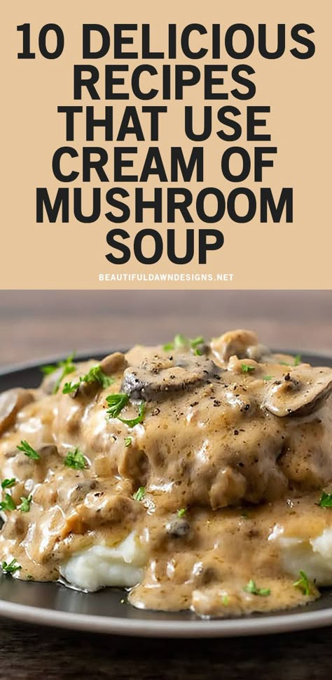 Cream Of Mushroom Soup Recipes, Can Soup Recipe, Salisbury Steak With Mushroom Gravy, Steak With Mushroom Gravy, Campbells Soup Recipes, Campbells Recipes, Mushroom Gravy Recipe, Cream Soup Recipes, Salisbury Steak Recipes