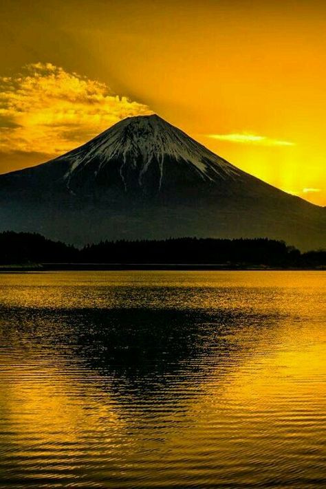 Golden hour over Mt Fuji Japan Gunung Fuji, Fuji Japan, Monte Fuji, Matka Natura, Mont Fuji, Mt Fuji, Mount Fuji, Beautiful Sunset, Amazing Nature