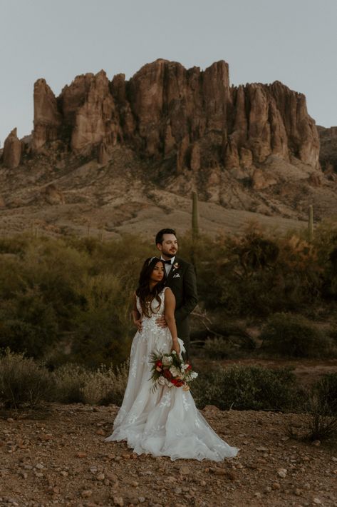 Modern Desert Wedding, Dessert Wedding Photos, Elopement Ideas Arizona, Lost Dutchman State Park Photoshoot, Az Elopement, Desert Elopement Arizona, Desert Wedding Photography, Lost Dutchman State Park Wedding, Wedding Photos In Desert