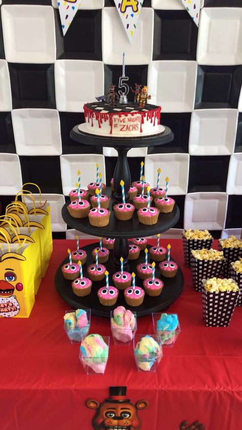 Fnaf Birthday Decorations, Fnaf Party Favors, Diy Five Nights At Freddys Birthday, Fnaf Birthday Party Ideas Food, Fnaf Security Breach Birthday Party, Fnaf Birthday Party Ideas Cakes, Freddy Fazbear Birthday Ideas, Fnaf Party Food Ideas, Fnaf Birthday Cake Ideas