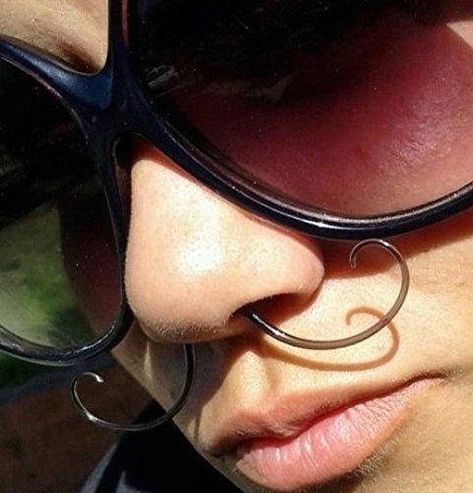 Rollie Finger Mustache - Septum Mustache - Septum Jewelry - 14g package of 2 Septum Mustache, Nose Septum, Face Piercings, Piercings Unique, Septum Jewelry, Water Buffalo, Body Piercings, Septum Piercing, Body Modifications