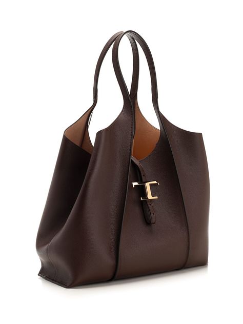 100,00% CALFSKIN | Tod's Women's t Timeless Medium Tote in Brown | FW23/24 Tods Bag Outfit, Classic Tote Shoulder Bag, Timeless Bags Classy, Timeless Tote Bag, Brown Tote Bags, Shoulder Bag Outfit, Classy Purses, Tods Bag, Luxury Leather Bag